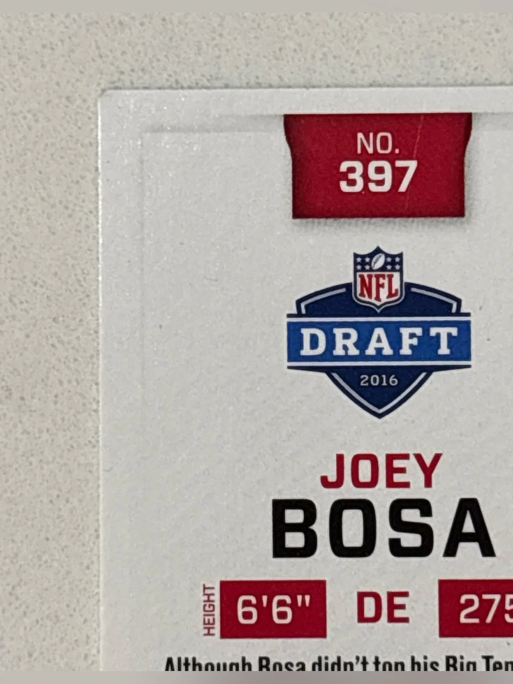 2016 Panini Score Card Joey Bosa Rookie Card - Red & Silver